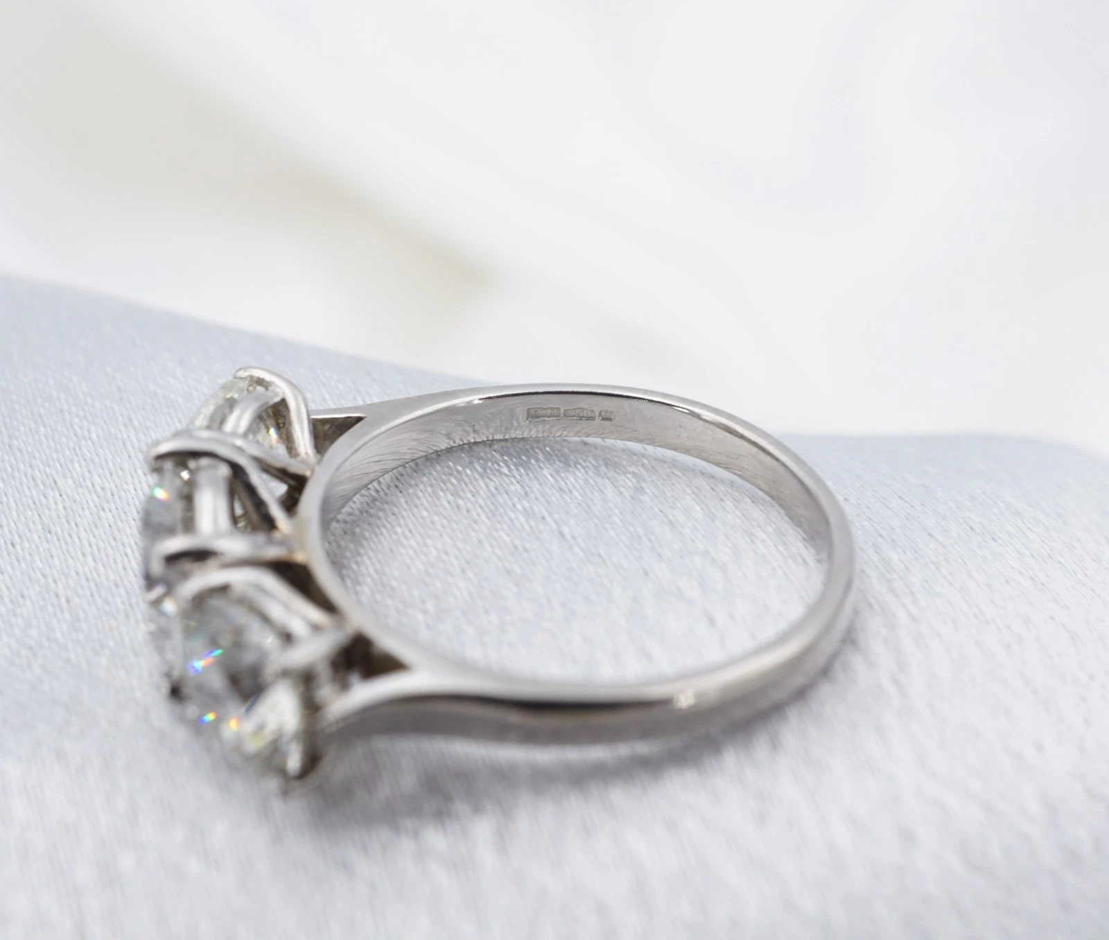 Vintage Natural Diamond 3.4cttw Engagement Ring Sz 7.25 Platinum 3 Stone, view 7