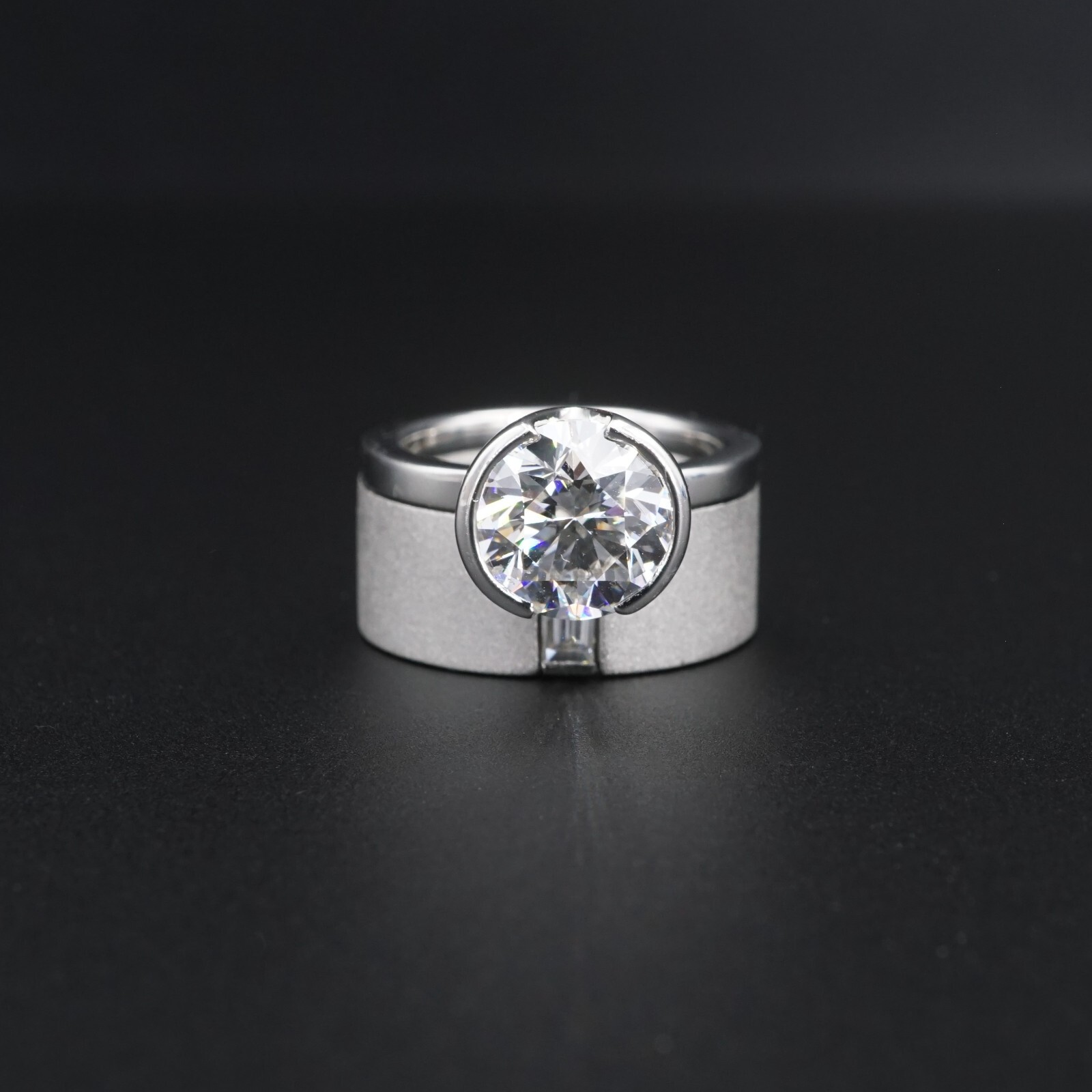 Diamond Engagement Ring Platinum 3ctw Modern Solitaire Size 5 Heavy, view 6