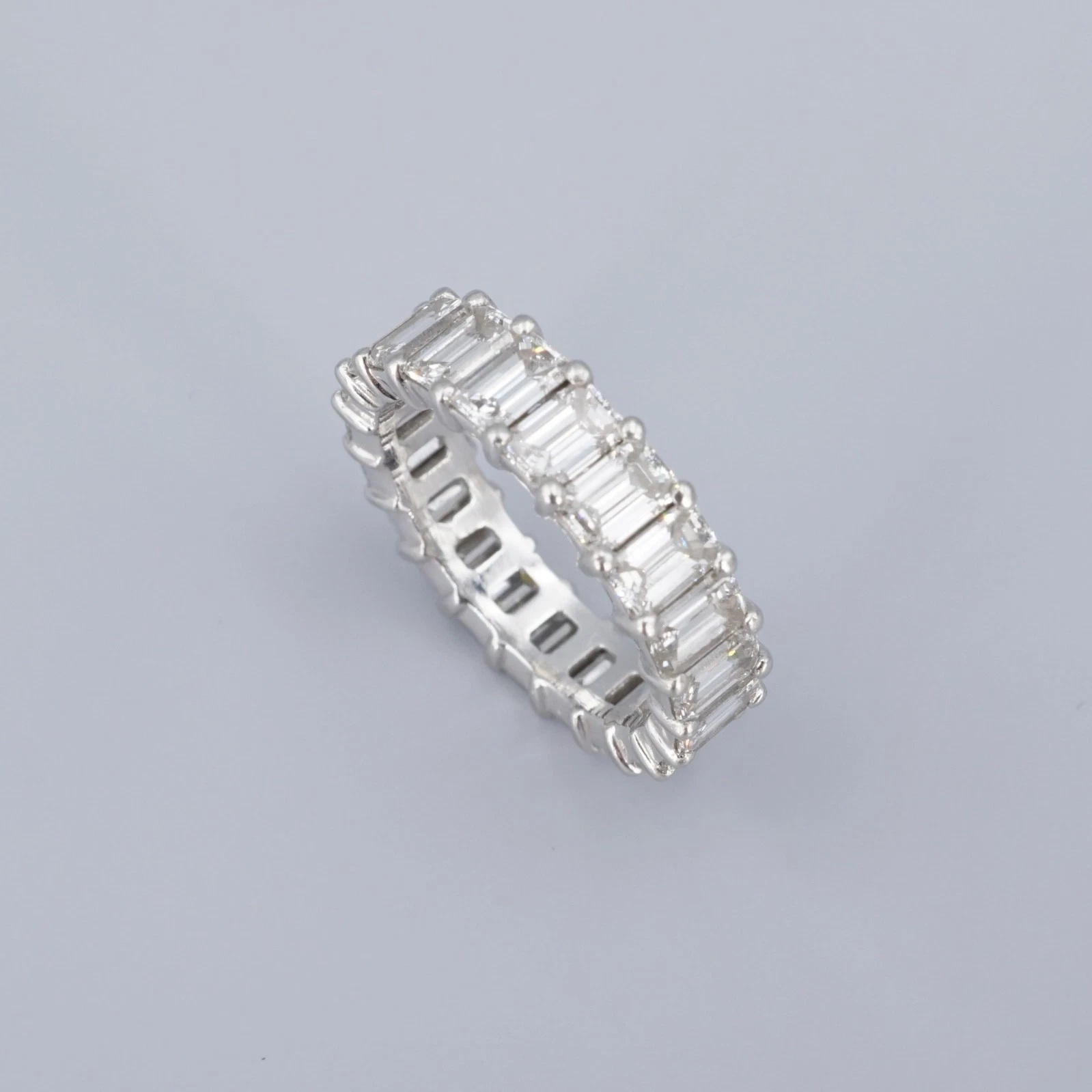 Platinum 4 ctw Emerald Cut Diamond Eternity Band Ring Size 5 Anniversary, view 6