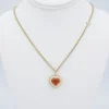 Sonja Picard 18k Gold Enamel Fire Opal Diamond Heart Necklace 24", view 4
