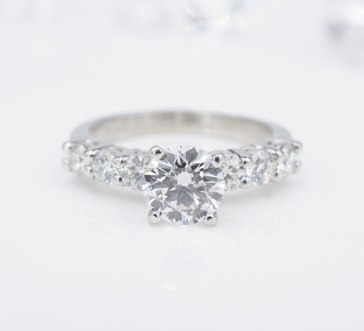 Platinum Diamond Engagement Ring Bridal Set E VS1 2.75 ct Size 7 AGS Cert, view 6