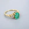 18k Gold Natural Colombian Emerald Diamond Ring 3-Stone 2.5 ctw Sz 8 GIA, view 6