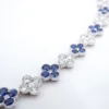 13ctw Natural Blue Sapphire Diamond Floral Quatrefoil Necklace 16.5" 18k, view 1