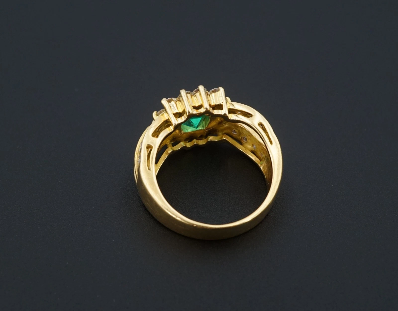 18k Gold 1.1ct Colombian Emerald Diamond Halo Cocktail Ring Sz 7 GIA F1, view 5