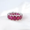 Ruby Eternity Band Stacker Ring 8.7ctw Emerald Platinum Size 6.5 Wide, view 1