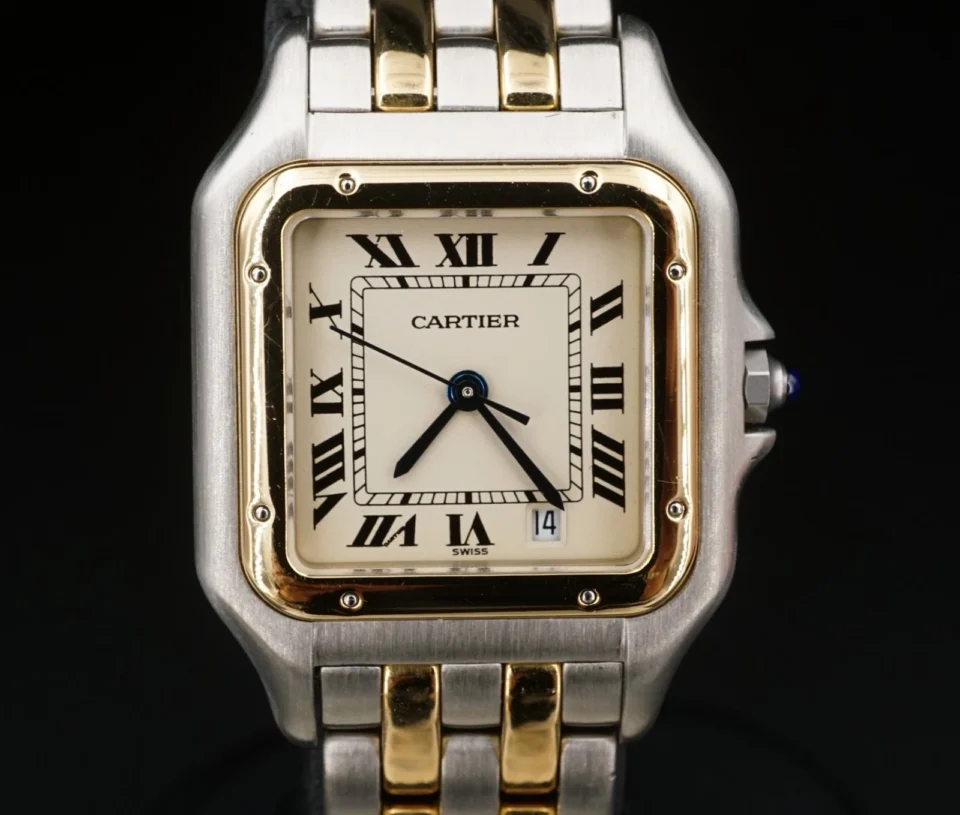 Vintage Cartier Panthere Medium Two Row Ladies Watch 18k 27mm 7", view 2