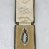 Antique 18k Opal Diamond Ruby Pendant Yellow Gold Fitted Box, view 6