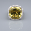 18k Palmiero 20ct Green Beryl Yellow Diamond Halo Cocktail Ring Size 7.5, view 5