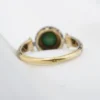 1870s French Renaissance Revival Black Enamel Diamond Turquoise Ring Sz 6, view 5