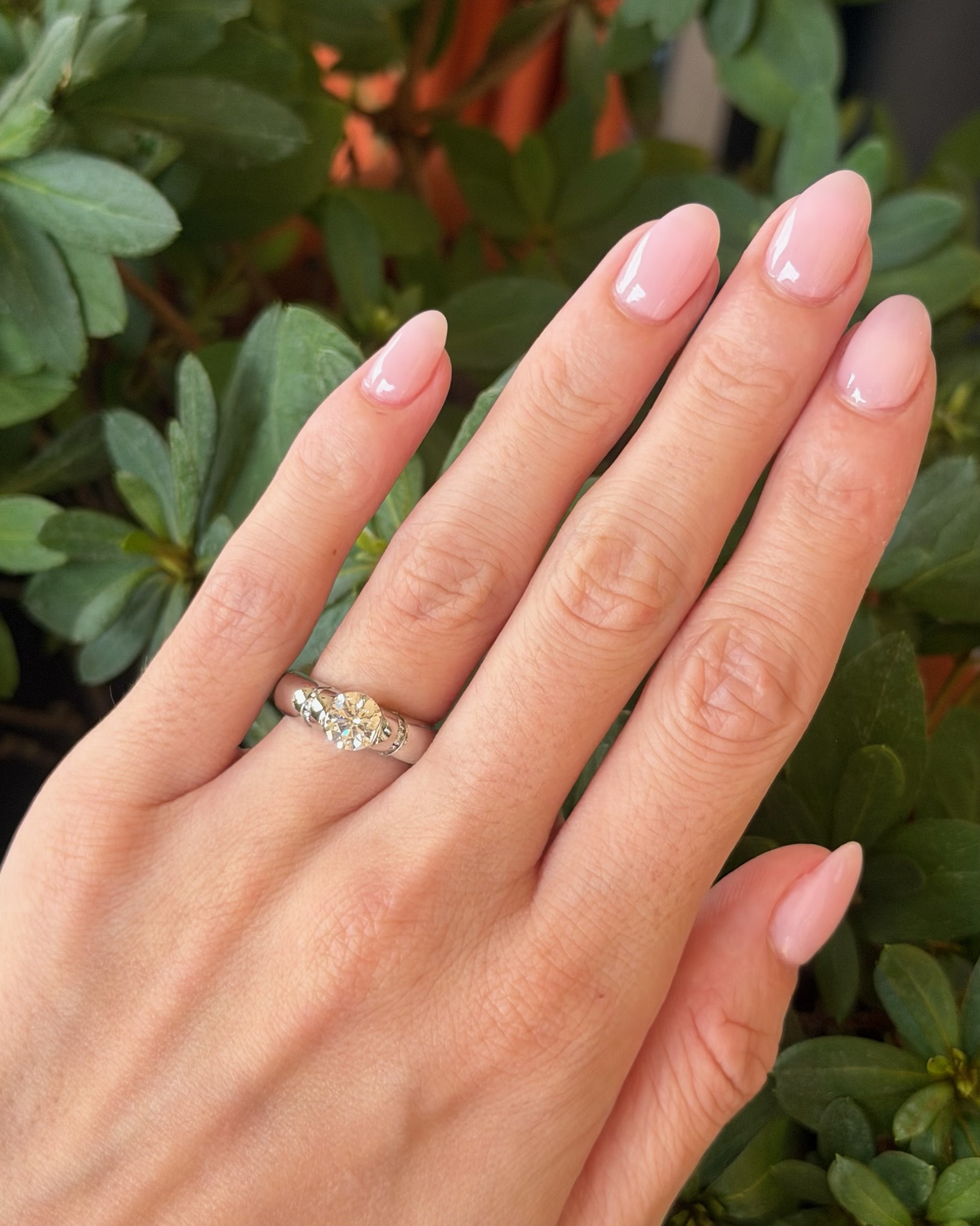 Gelin Abaci Natural Diamond Engagement Ring Platinum Sz 4.5 GIA G VVS1 shown worn