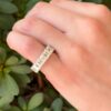 Platinum 9 ctw Emerald Cut Diamond Eternity Band Ring Size 4 GIA G VS shown worn