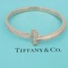 Tiffany T T1 Wide Diamond Hinged Bangle 4.08ct 18k Rose Gold Bracelet, view 3