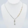 Sonja Picard Sterling 14k Double Lotus Heart Key Diamond Necklace 22", view 3