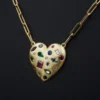 Designer Lauren K 18k Yellow Gold Heart Cluster Gem Pendant Necklace 18", view 5