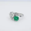 2.7ct Natural Emerald & Diamond Bypass Toi et Moi Ring Size 6 Vintage, view 4