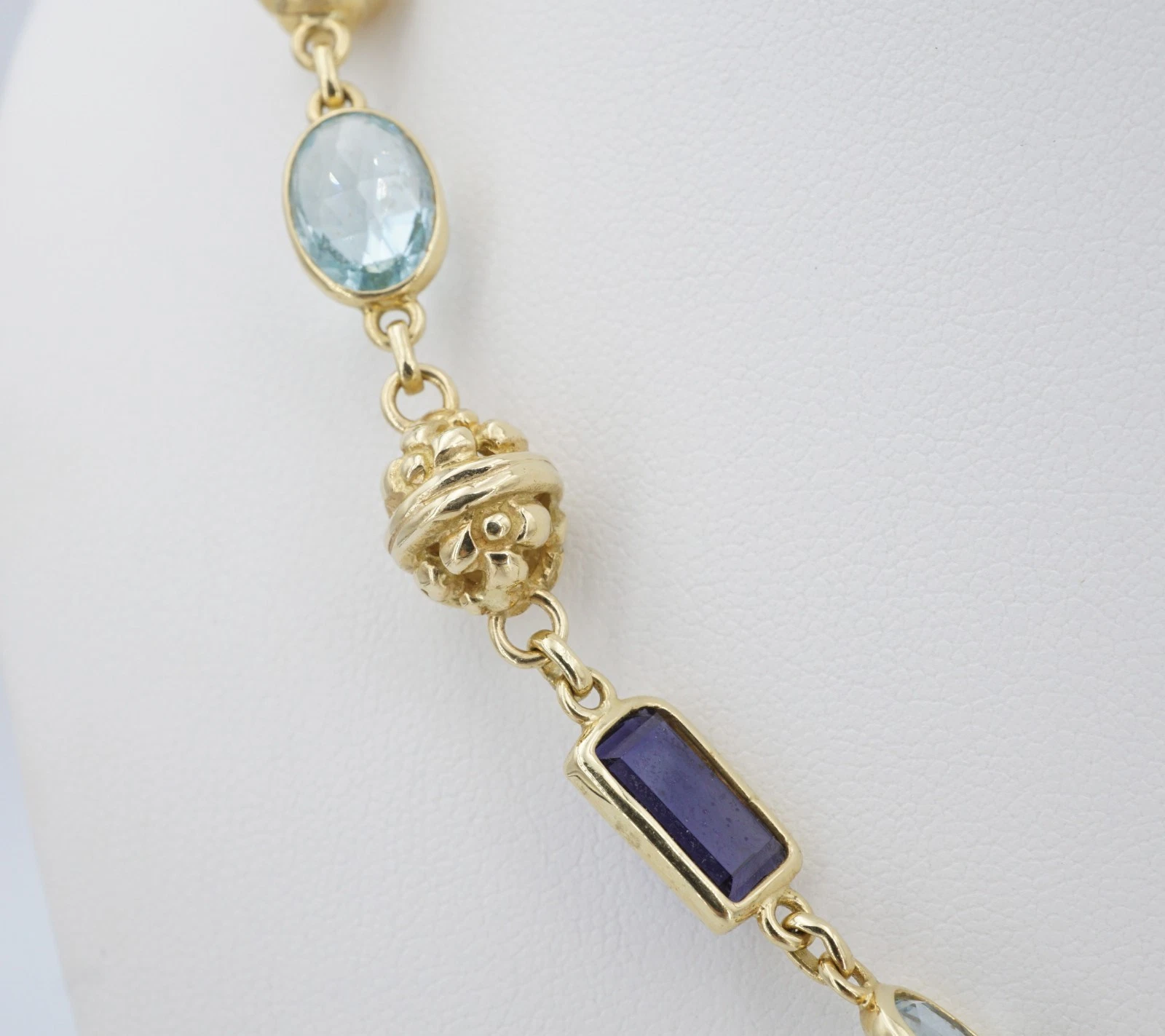 Sonja Picard Custom Mixed Gem Necklace 18k Yellow Gold w/ Drawing 19", view 2