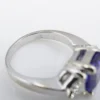 Tanzanite Diamond Cocktail Ring 14k White Gold 3-Stone 3ct Band Size 6, view 13