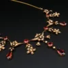 Antique 14K Gold Garnet Seed Pearl Garland Necklace Late Victorian 14.5", view 3