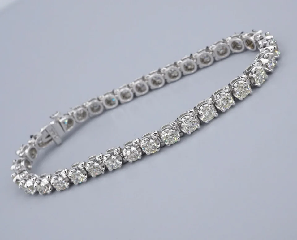 Vintage Natural Diamond Tennis Bracelet, 6 Carats, 14k White Gold