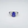 Tanzanite Diamond Cocktail Ring 14k White Gold 3-Stone 3ct Band Size 6, view 8