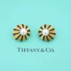 Tiffany Schlumberger Earrings 18k Gold Taj Mahal Pearl Enamel 0.9" 24g, view 3
