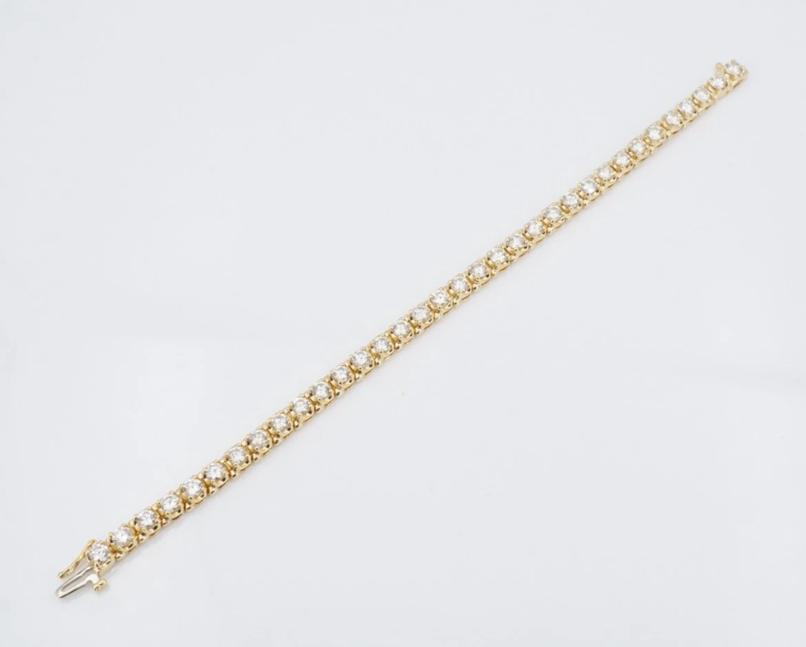 Classic 14k Natural Diamond Tennis Bracelet Yellow Gold 6ctw 6.75", view 5