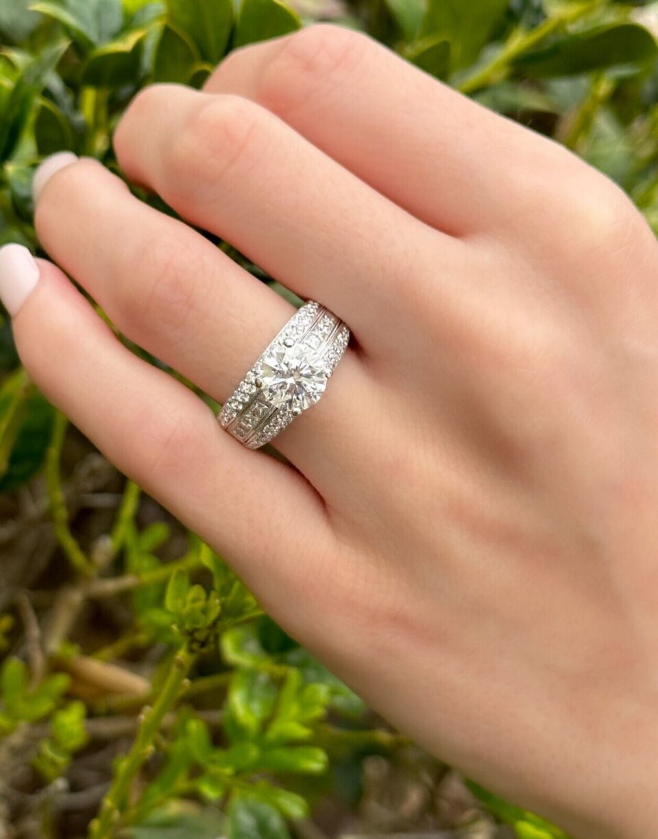 18k Diamond Engagement Ring White Gold 3.5 ctw Size 7.25 Natural, view 2
