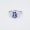 Ceylon Sapphire Diamond Ring 3ctw GIA Platinum No Heat 3 Stone Size 8.25, view 6