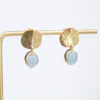 18k Earrings Tom Odell Aquamarine Hammered Disc Drop Yellow Gold 0.9", view 3