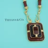 Tiffany Co 18k Carved Carnelian Onyx Inlay Pendant Necklace 28" Rare, view 5
