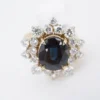 Vintage Sapphire Diamond Halo Ring Natural Blue 18k Yellow Gold 6.5 ctw, view 5