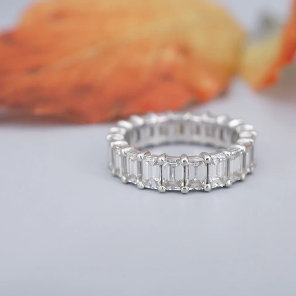 Platinum 4 ctw Emerald Cut Diamond Eternity Band Ring Size 5 Anniversary RG4895
