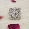 Antique 18K Old Mine Diamond Halo Ring White Gold 2.3 ctw Sz 6.5 Square, view 1