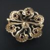Vtg 14k Yellow Gold Amethyst Seed Pearl Sunburst Scroll Pin Brooch 1.4", view 5