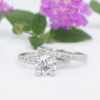 Platinum Diamond Bridal Set Engagement Ring 1.5 ct GIA E VS1 Size 5.5, view 3