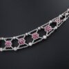 Vintage 14k White Gold Diamond Ruby Necklace 16" Collar Floral 3ctw, view 5