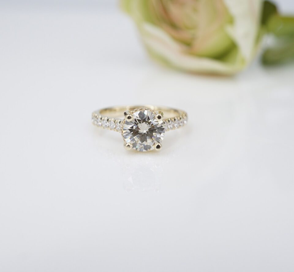 Diamond Hidden Halo Engagement Ring Size 6.5 2.25ctw RBC 14k Yellow Gold RG4731
