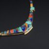 Calvin Begay 14K Gold Navajo Inlay Necklace Turquoise Coral Opal 18", view 6
