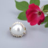 18k Gold Mikimoto 16mm Baroque South Sea Pearl Diamond Halo Ring Sz 5.75, view 4