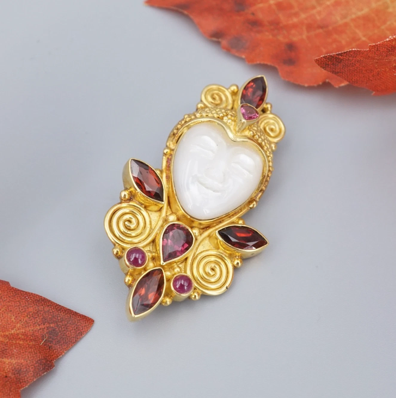 Sajen 18k Gold Pendant Sleeping Princess Mother of Pearl 1.8", view 1