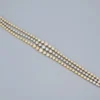 14k Diamond Tennis Bracelet 3 ctw Tri-Gold Natural 6" Bezel 3-Row, view 7