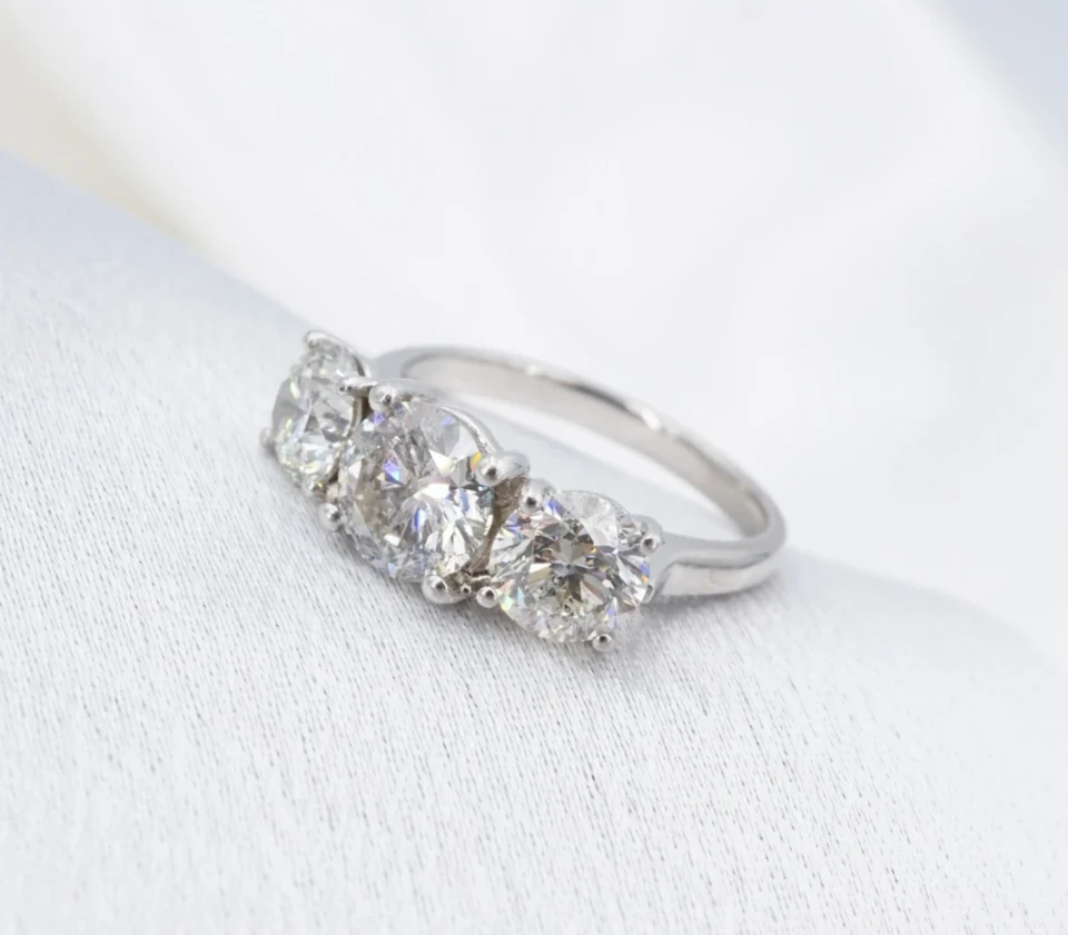 Vintage Natural Diamond 3.4cttw Engagement Ring Sz 7.25 Platinum 3 Stone RG5381