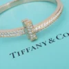 Tiffany T T1 Wide Diamond Hinged Bangle 4.08ct 18k Rose Gold Bracelet, view 1