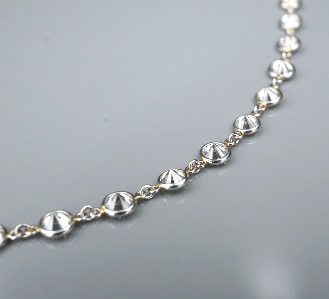 Platinum Diamond Station Necklace 9 carats Bezel Set 15" DBTY, view 1