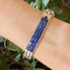 Craig Drake 18k 25cttw Natural Sapphire & Diamond Bracelet Yellow Gold 7" shown worn