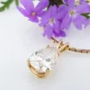 14k 2.7ct Natural Pear Diamond Solitaire Pendant Necklace Yellow Gold 16", view 1