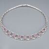 Vintage 14k White Gold Diamond Ruby Necklace 16" Collar Floral 3ctw, view 4