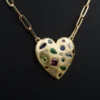 Designer Lauren K 18k Yellow Gold Heart Cluster Gem Pendant Necklace 18", view 1