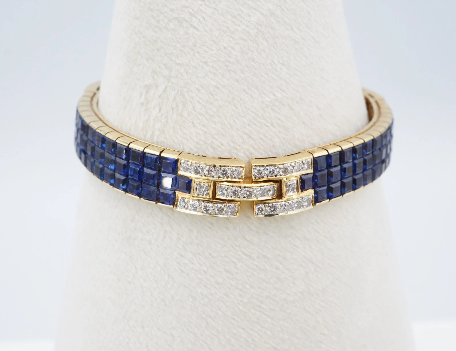 Craig Drake 18k 25cttw Natural Sapphire & Diamond Bracelet Yellow Gold 7", view 7