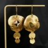 Colette Denton 20k Gold Tourmaline Earrings Enamel Artisan 1996 2.5" #14, view 1